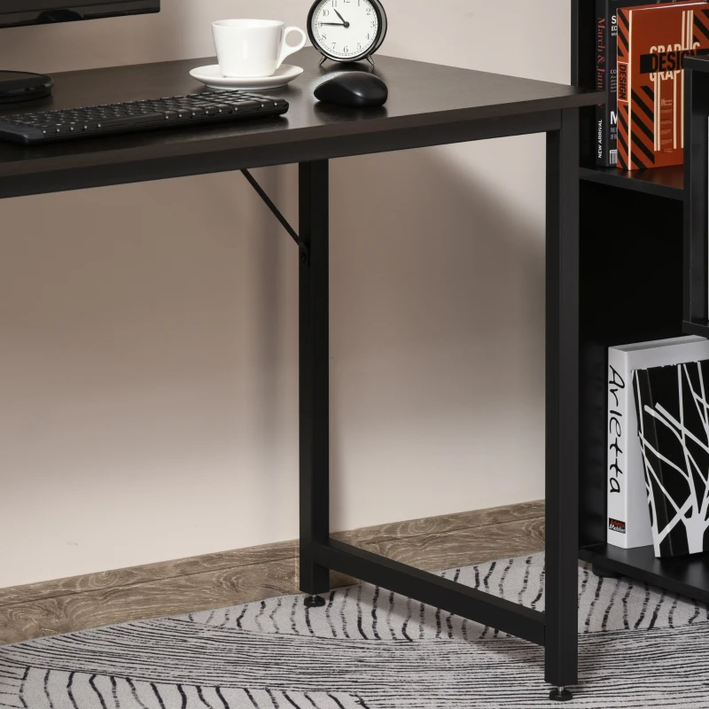 HOMCOM Bureau Informatique Style Industriel Grand Plateau dim. 120L x 60l x 73H cm métal Noir MDF Aspect wengé Brun foncé