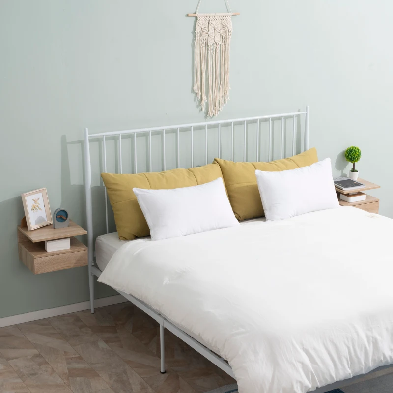 HOMCOM Set de 2 Mesitas de Noche Flotantes con 1 Cajón y Estante Abierto Diseño Moderno Montado en la Pared 35x32x22,5 cm Roble