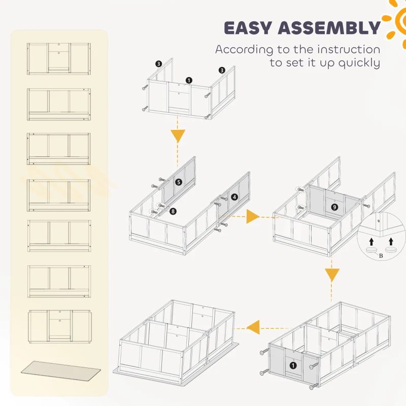 PawHut Two Room Design, Whelping Box for Dogs with Whelping Pad, Clear Panels, Adjustable Entrance, for Small Dogs, 164 x 80cm