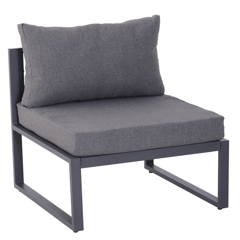 Outsunny 6-tlg. Gartenset Gartengarnitur Gartensofaset Sitzgruppe Gartenmöbel Aluminium + Polyester + Hartglas Grau mit Kissen für 4–5 Personen