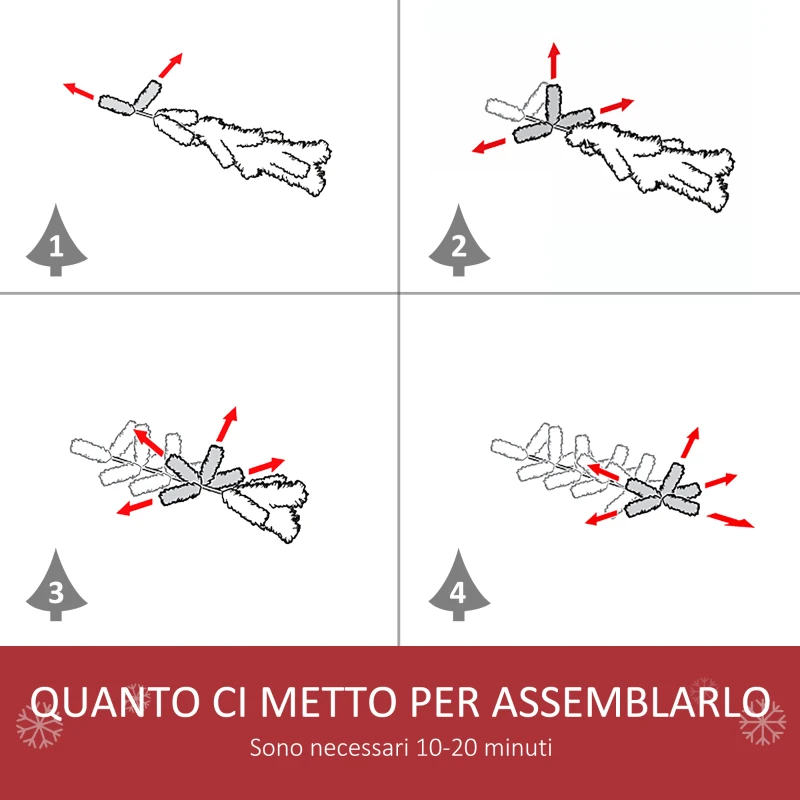 HOMCOM Albero di Natale Artificiale 90cm con 90 Luci LED Colorate e Fibre Ottiche, 90 Rami, Base in Metallo Pieghevole, Bianco
