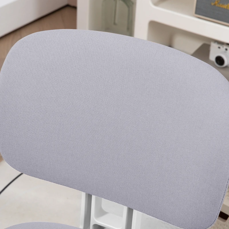 Vinsetto Sedia da Ufficio ad Altezza Regolabile in Tessuto Effetto Lino con Schienale Ricurvo, 48x53x80-90 cm, Grigio