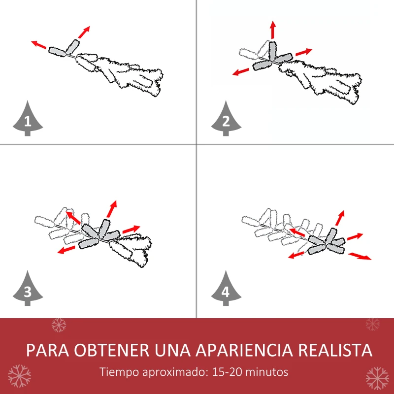 HOMCOM Árbol de Navidad Artificial 150 cm con 41 Bayas 554 Ramas PE Tridente PVC Base Plegable y Soporte Metálico Decoración Navideña para Interiores Verde