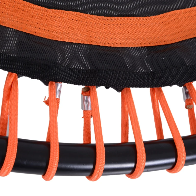 HOMCOM Trampolin, Fitness-Trampolin, Joga Gartentrampolin höhenverstellbar mit Haltegriff für Kinder und Erwachsene, Stahl+Kunststoff+EVA, Schwarz+Orange, 114,3 x 114,3 x 138 cm