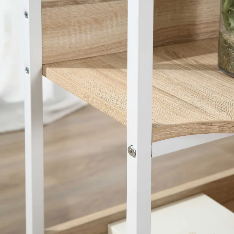 HOMCOM Office Desk with Storage Shelves, 120 CM Computer Desk, Industrial Study Table with Metal Frame for Home Office Small Space, Oak