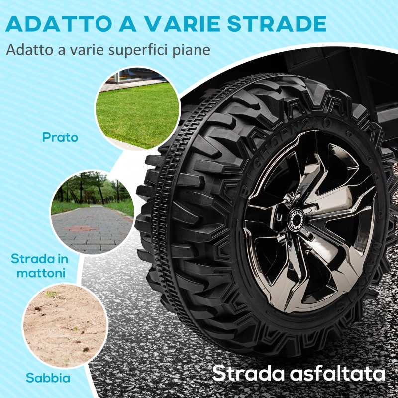 HOMCOM Quad Elettrico per Bambini 3-5 Anni a 12V con Fari e Pedale, in PP e Metallo 100x65x73 cm, Blu