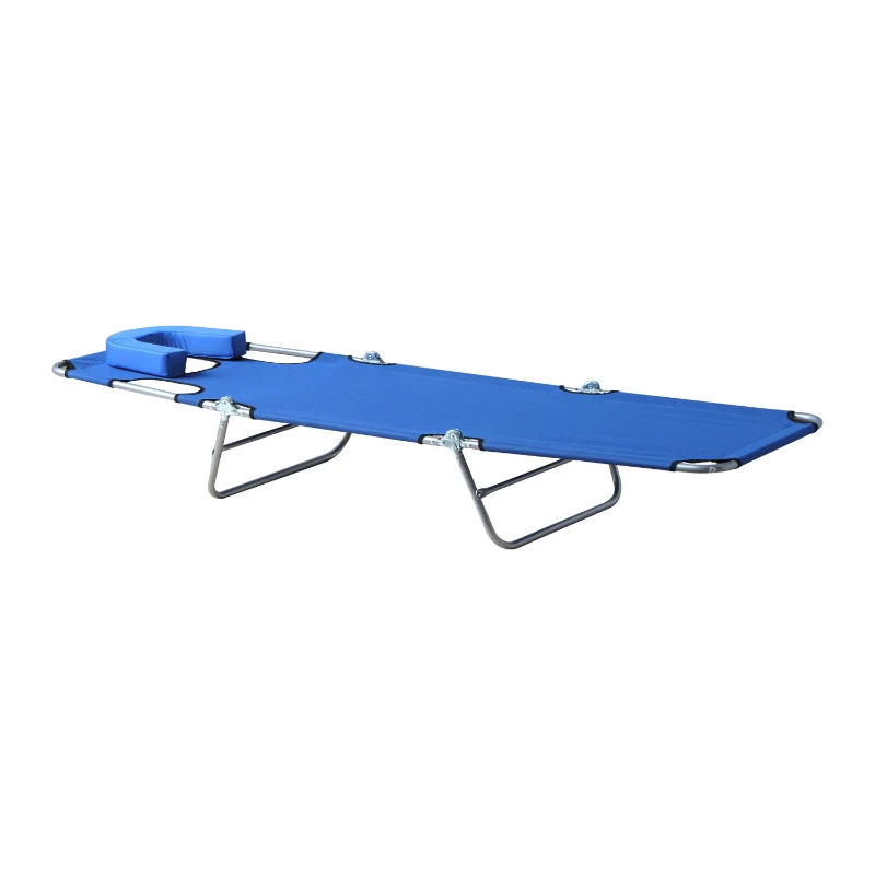 Tumbona Inclinable y Plegable tipo para Hamaca de metal para Camping Playa Jardín y Terraza con Almohada para Leer Color Azul 182x56x24.5cm Outsunny