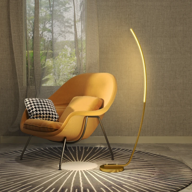 HOMCOM Modern 147cm Curved LED Floor Lamp - Gold Tone