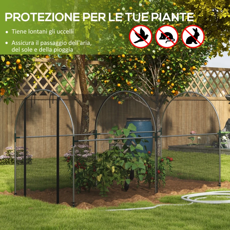 Outsunny Serra per Piante con Rete a Tunnel, con Porta a Cerniera, 1.2x3x1.5m, Nero
