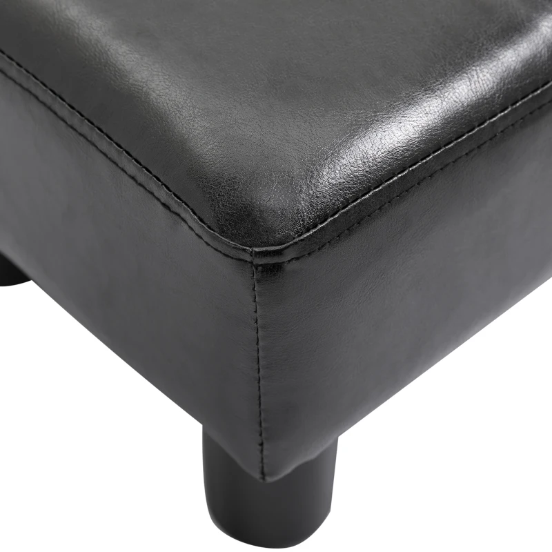 HOMCOM Sitzhocker Hocker mit Kunstleder Moderner Fußhocker Kunstlederhocker Ottomane für Schlafzimmer, Wohnzimmer, Schwarz