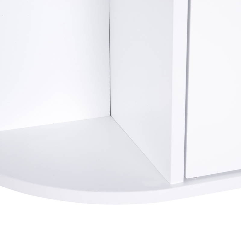 HOMCOM Armoire Murale avec Miroir Salle de Bain Meuble Miroir avec Rangement Toilettes 1 Porte + étagères latérales Blanc