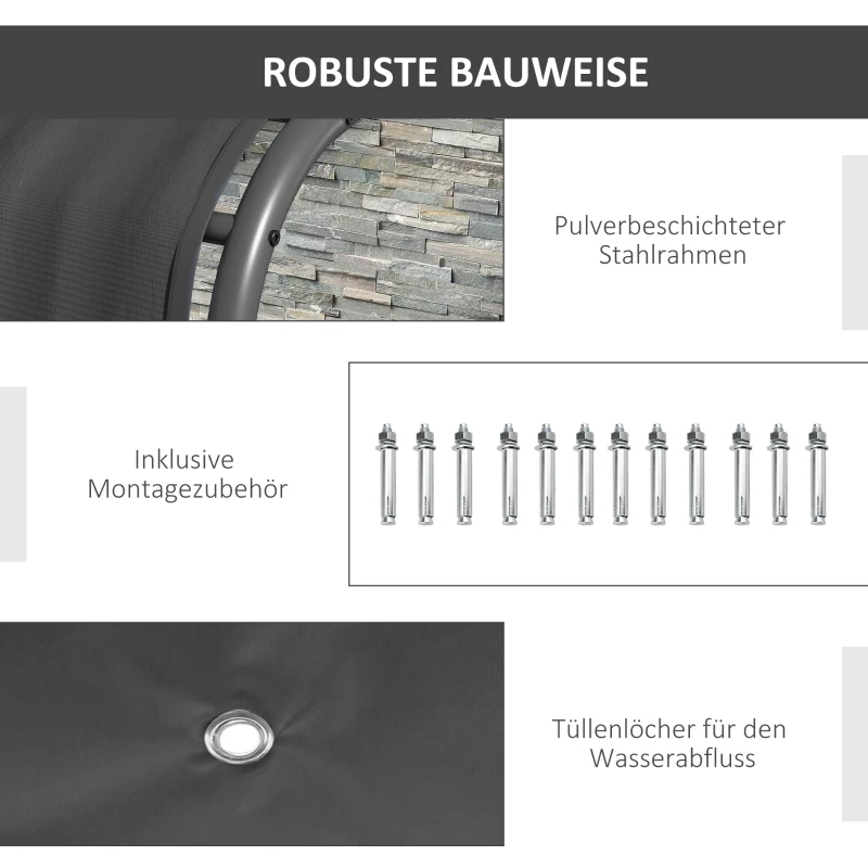 Outsunny Markise Anlehnmarkise, wetterbeständig, 396 x 302 x 210/280 cm, Dunkelgrau