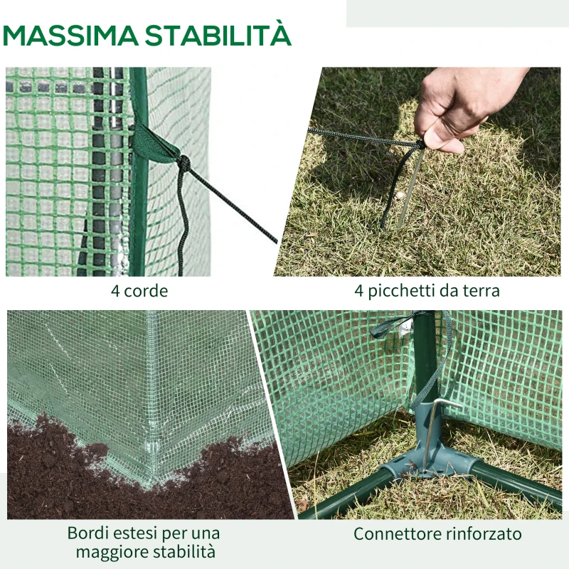 Outsunny Serra da Giardino con Copertura in PE, Telaio in Acciaio e Porta Avvolgibile, 100x50x150 cm, Verde