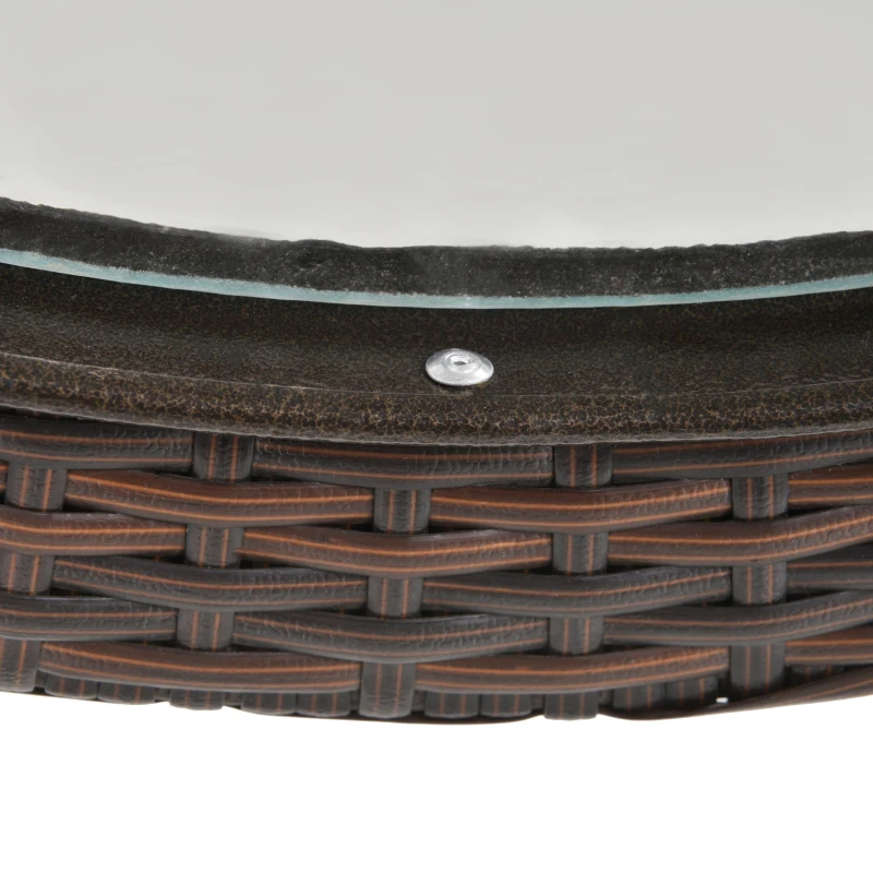 Outsunny Gartentisch, klappbar, Hartglastischplatte, Stahlrahmen, Rattan-Dekor, braun, 68 x 68 x 73 cm