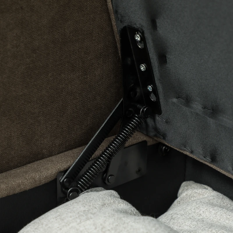 HOMCOM Zweisitzer-Sofa mit Stauraum, Polstersofa in Samtoptik mit Rückenkissen für Wohnzimmer, Schlafzimmer, Büro, Braun