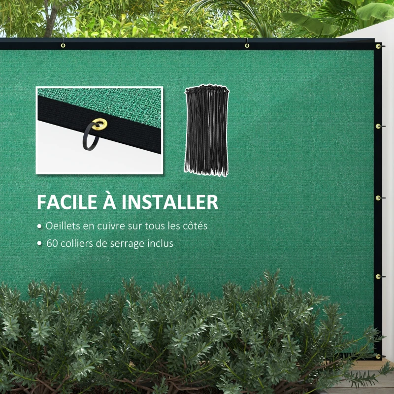 Outsunny Brise-vue toile 160 gsm renforcée extérieur avec attaches et œillets, dim. 15,25L x 1,75H m