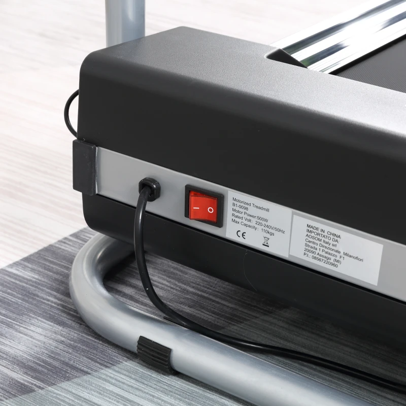 HOMCOM Tapis de course Fitness électrique pliable - 1 à 10 Km/h - écran LCD multifonctions - puissance 500 W - gris clair noir