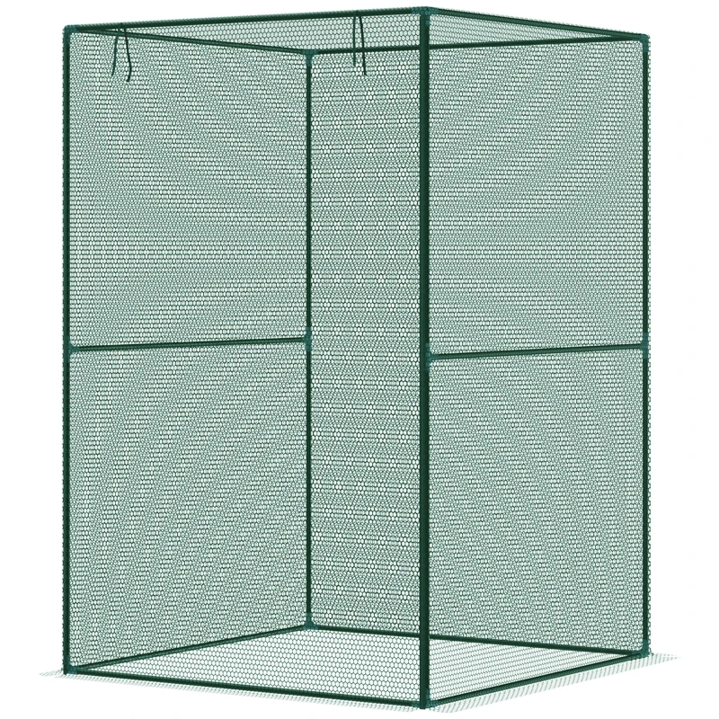 Outsunny 120 x 120cm Compact Plant Cage, with Netting - Green