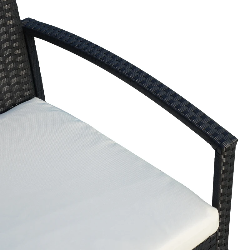 Outsunny Conjunto de Muebles Ratán Jardín Terraza 4 Plazas 4 Plazas 1 Mesa de Café 2 Sillones 1 Banco con Cojín Marco Metal