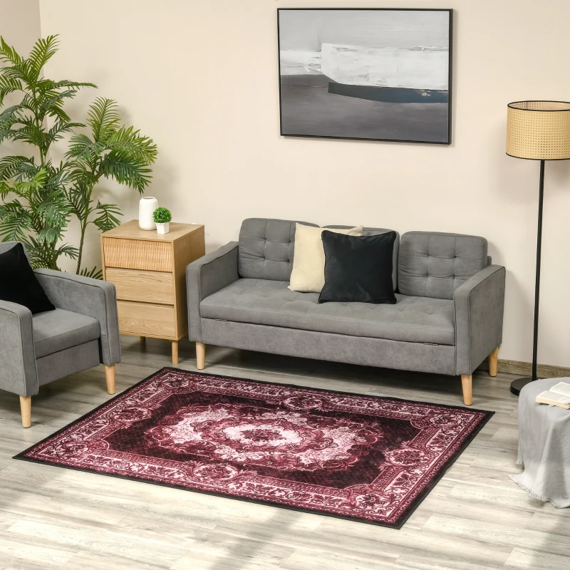 HOMCOM Tappeto Moderno Persiano in Poliestere per Interni, 200x140 cm, Rosso Ocra