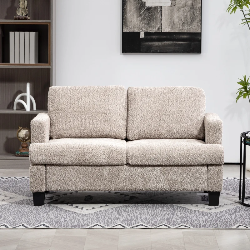 HOMCOM Two-Seater Chenille Sofa - Light Brown