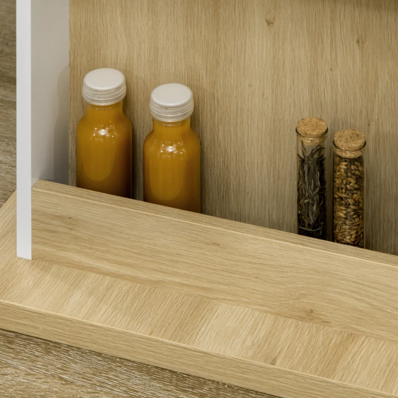 HOMCOM Isola per Cucina 4-6 Persone con Armadietti e Ripiani Aperti, in Truciolato, 110x70x75.5 cm, Bianco e color Legno(m-8)