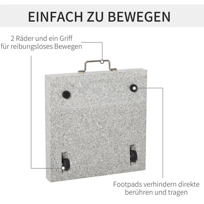 Outsunny Sonnenschirmständer aus Edelstahl Schirmständer mit Griffe, halbrund Schirmhalter, Schirmgewichtfür Sonnenschirm Ø3,8-Ø4,8 cm, für Balkon, Terasse, Garten, Grau