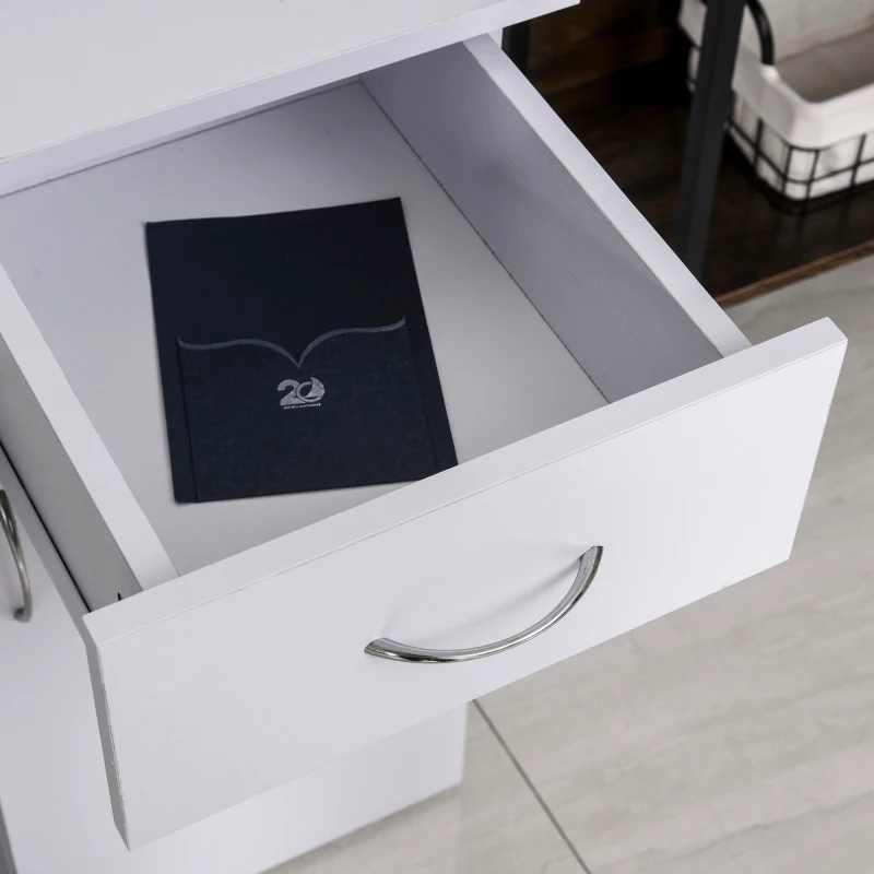 HOMCOM Mesa Escritorio para PC Mesa de Ordenador con Estantes abiertos y baldas Ajustables Armario Soporte para CPU y Bandeja Extraíble 120x60x74 cm Blanco