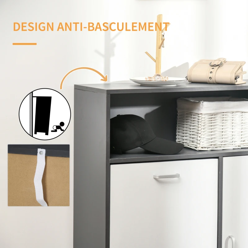 HOMCOM Meuble à chaussures armoire à chaussures 2 portes abattantes 80 x 25,5 x 112,5 cm