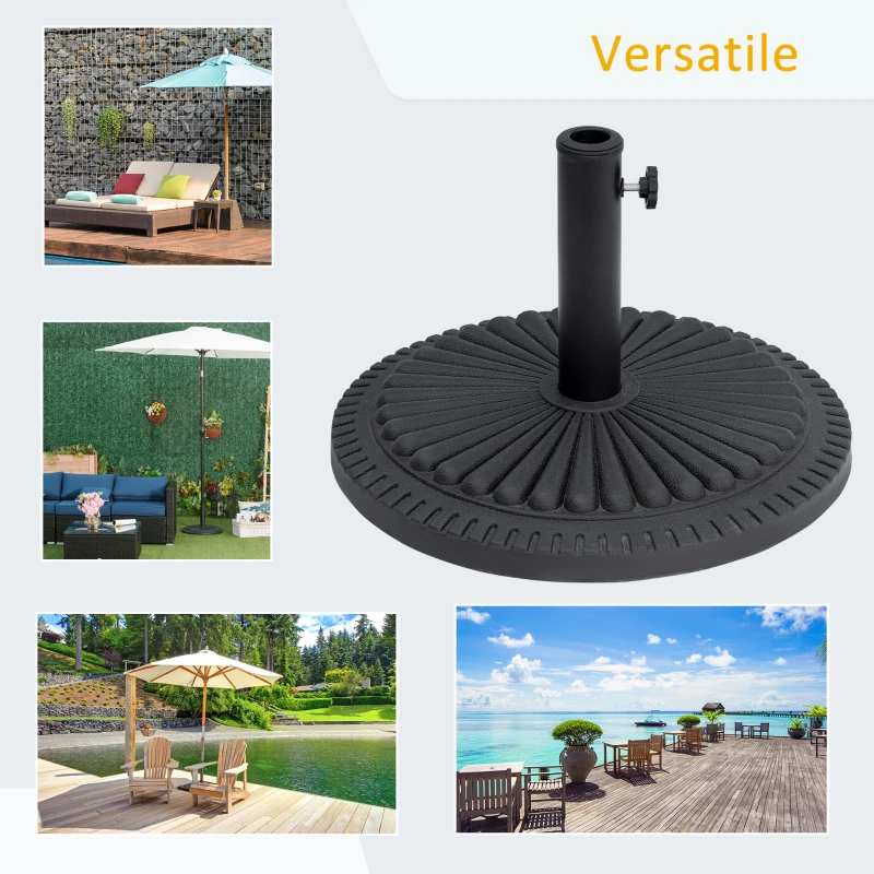 Outsunny Base per Ombrellone Rotonda in HDPE da 14kg per Pali da Ф35-38-48mm, Ø49x32A cm, Nero