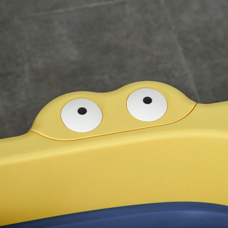 HOMCOM Vaschetta Bagnetto Neonato Pieghevole con Supporto Antiscivolo, Vaschetta da Bagno Portatile per Neonati e Bambini di 0-6 Anni con Foro di Scarico, 75.3x55.4x43cm, Blu e Giallo