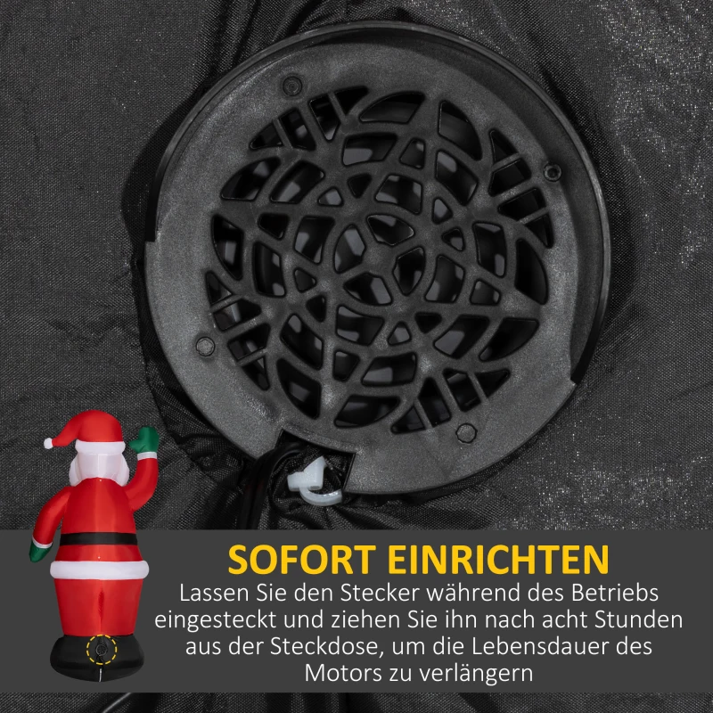 Outsunny Weihnachtsmann, 1,84 m groß, mit LED-Beleuchtung, selbstaufblasende Gartendeko