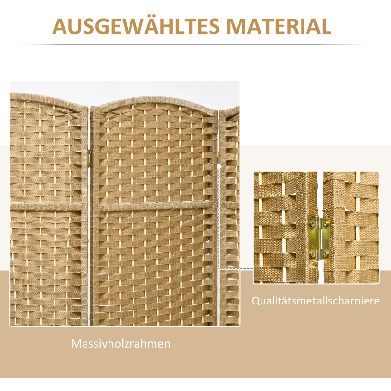 HOMCOM 6-teiliger Raumtrenner, Faltbarer Sichtschutz, Sichtschutzwand für Wohnzimmer, Schlafzimmer, Homeoffice, Natur(m-6)