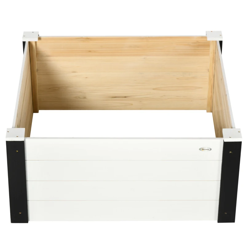 Outsunny Hochbeet, verstärkte Kanten, wetterbeständig, 91,5 cm x 91,5 cm x 41 cm Schwarz + Weiß