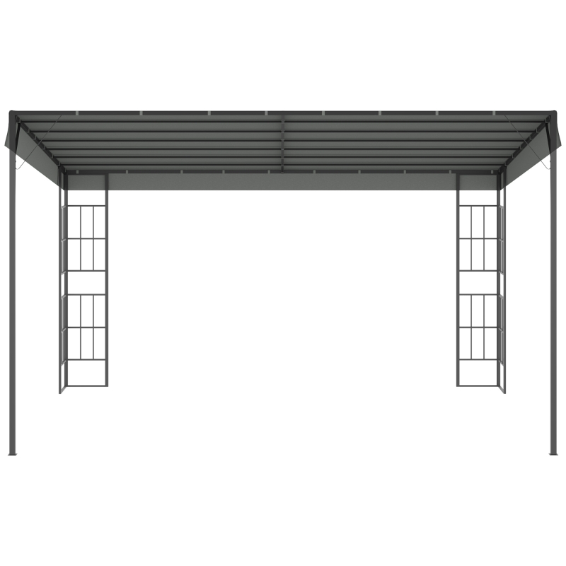 Outsunny Pergola 4 x 3 m Gartenpavillon Pavillon Überdachung Zelt Metall Polyester Grau