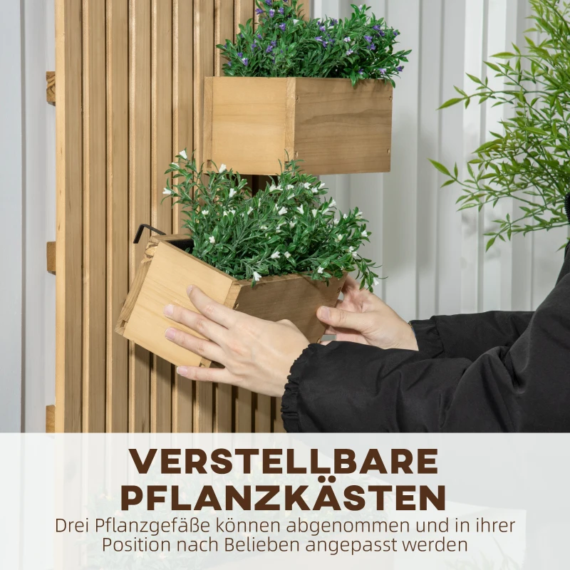Outsunny Blumenkasten-Set, Wandmontage, frei versetzbar, Massivholz, 60 x 16 x 80 cm