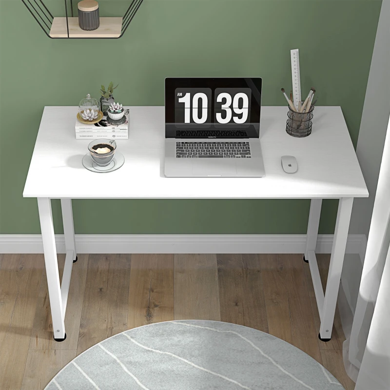 HOMCOM Scrivania per Computer con Piedini Regolabili in Truciolato e Acciaio, 120x60x76 cm, Bianco