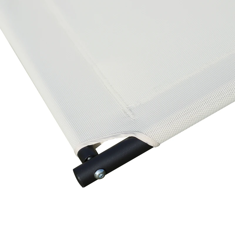 Outsunny Bain de Soleil transat à Bascule 2 Places Design Contemporain Assise Dossier ergonomiques Oreiller fourni métal Noir textilène crème