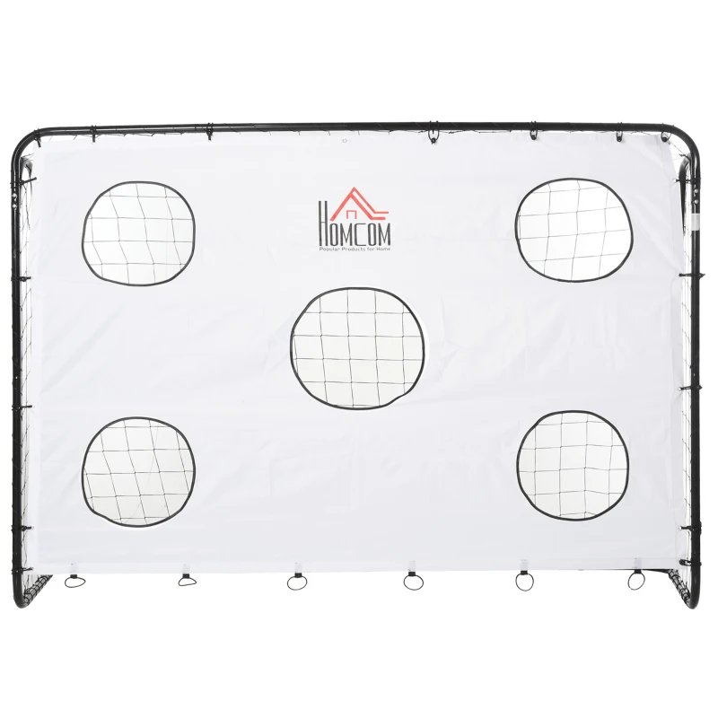HOMCOM Porta da Calcio per Bambini e Adulti con Rete in PE, in Metallo e Oxford, Bianco e Nero, 240x88x171.5cm