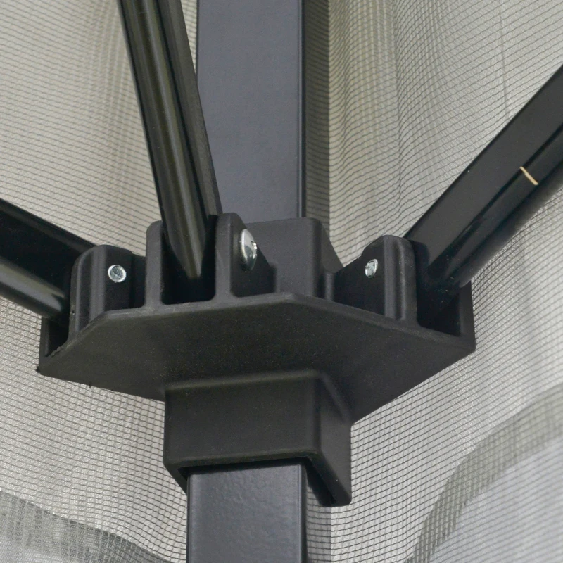 Outsunny Tonnelle barnum de jardin pop-up pliant 4 x 4 m acier polyester moustiquaires + sac de transport à roulettes gris