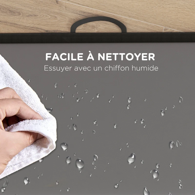 HOMCOM Tapis de gymnastique yoga pilates fitness pliable en 4 avec poignées revêtement synthétique 240 x 120 x 5 cm gris