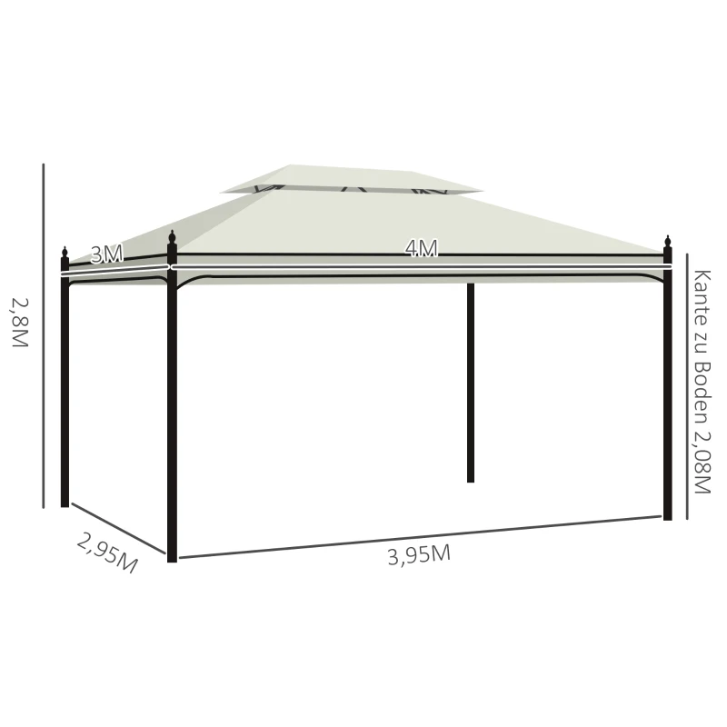 Outsunny Luxus Pavillon Gartenpavillon Partyzelt Festzelt Gartenzelt Pagode 3x4 m Creme