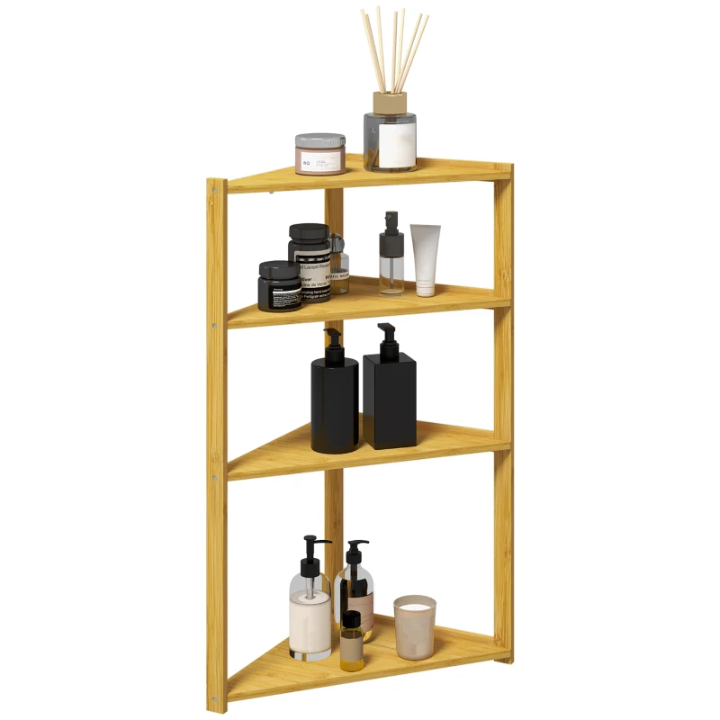 HOMCOM Meuble étagère de rangement 4 niveaux sur pieds en bambou - étagère salle de bain - dim. 37L x 34l x 79,5H cm