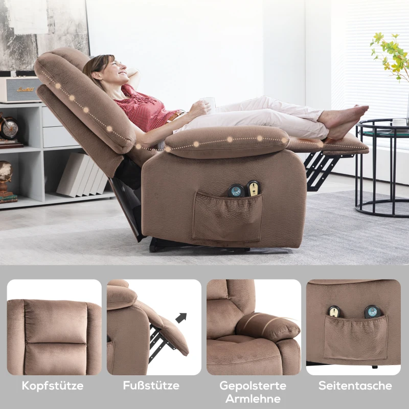 HOMCOM Aufstehsessel mit Massagefunktion, 90x93x110cm, Braun(m-9)