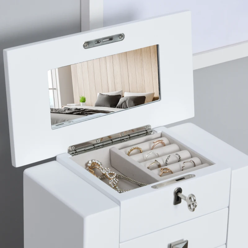 HOMCOM Schmuckschrank, Schmuckästchen, 5 Schubladen, 1 Fach, Weiß +