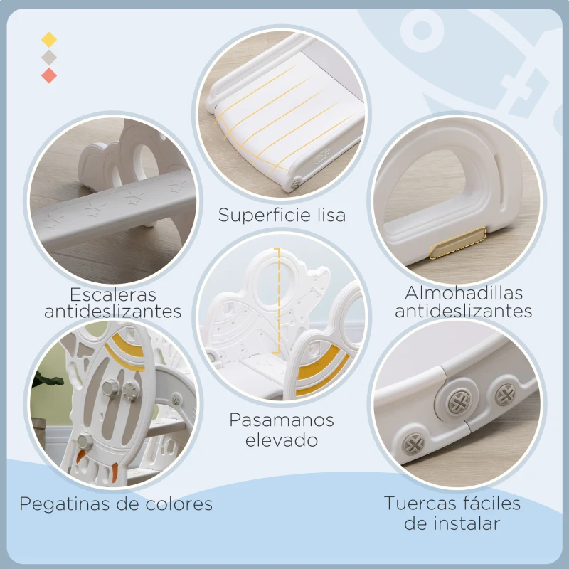 AIYAPLAY Tobogán Infantil para Niños de 18-36 Meses con 3 Escalones Antideslizantes para Interior Exterior 157x46,5x80 cm Gris