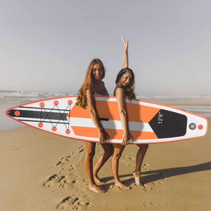 Outsunny 10'6" x 30" x 6" Inflatable Stand Up Paddle Board, Non-Slip Deck Board with Adj Paddle, ISUP Accessories and Carry Bag, for Youth Adults Beginner, White