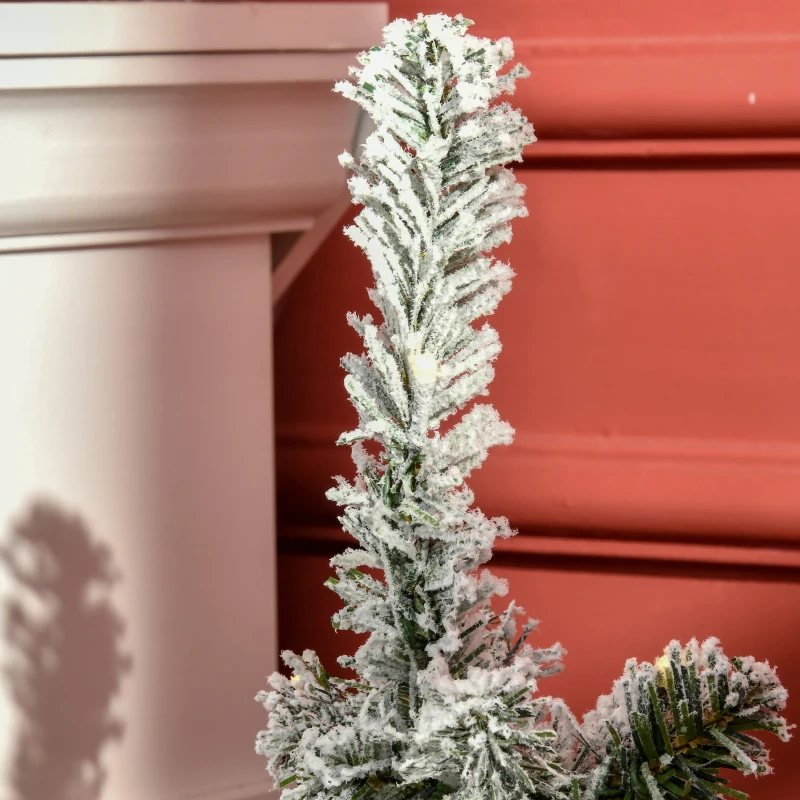 HOMCOM Mini-Weihnachtsbaum Ø40x90 cm, Kunstschnee, 60 LEDs, feuerfest, Kunststoff, Grün/Weiß