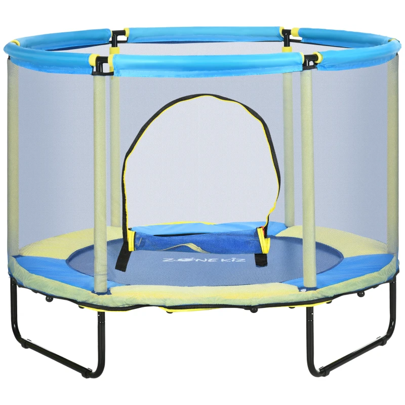 ZONEKIZ 55" Kids Trampoline, Bungee Gym, with Safety Net, for Ages 3-10 Years - Blue
