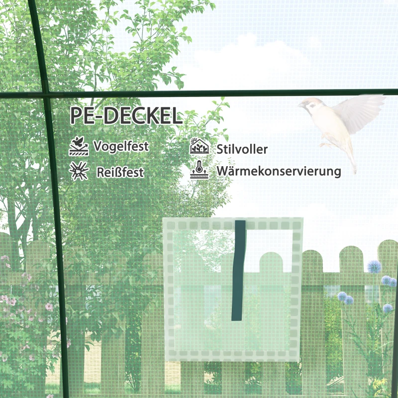 Outsunny Szklarnia z łukami z workami na piasek i pokrywą plastikową, 2 drzwi rolowane, okna siatkowe, przenośna, 1,8 x 1,8 x 2 m, Zielona